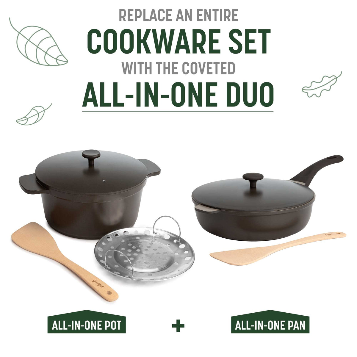All-in-One Pan, Multilayer Nonstick Cookware Set, High-Performance Construction, Multipurpose Design Replaces Multiple Pots and Pans, Dishwasher Safe, 11-Inch, 4.4-Quart Capacity, Graphite (Graphite / 11-Inch / All-In-One Pan)