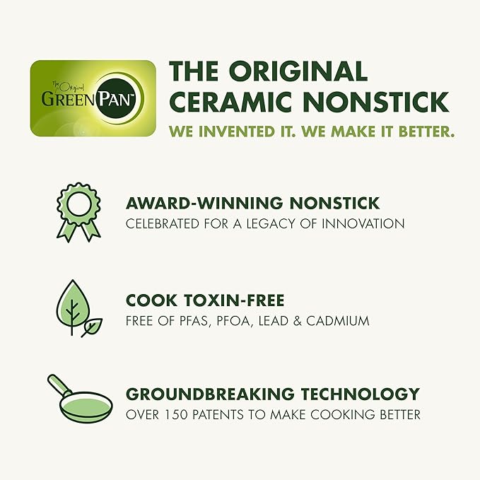 GreenPan Dover Healthy Ceramic Nonstick, 12 Piece Cookware Pots and Pans Set, PFAS-Free, Dishwasher Safe, Comfort Grip Handle, Pastel Green