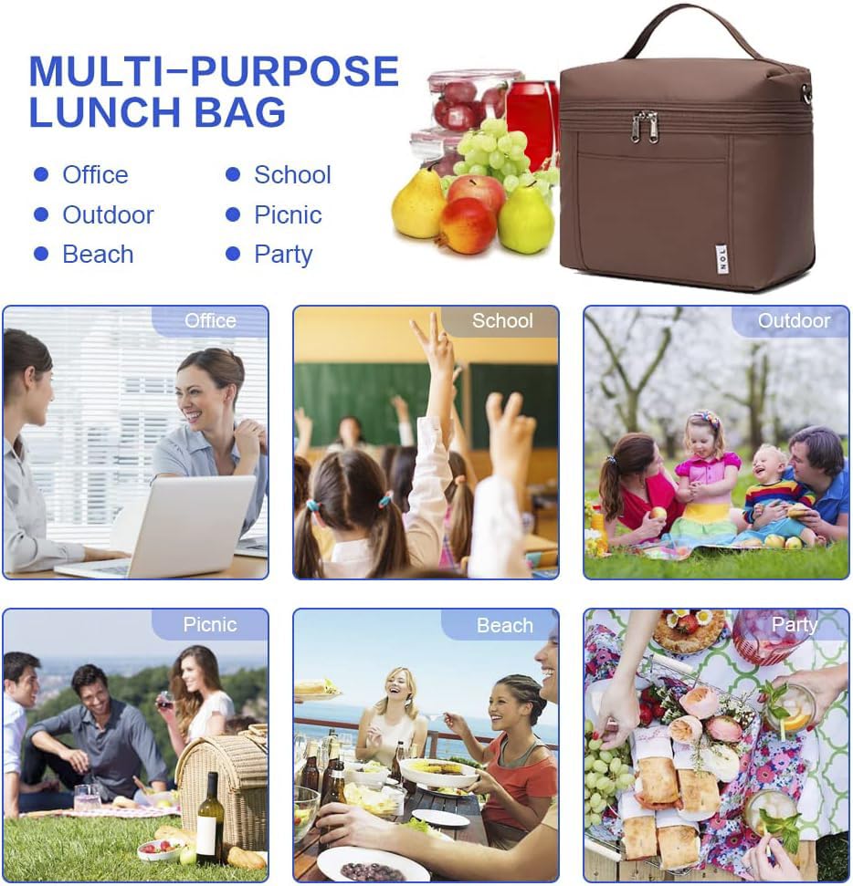 NOL 8L Insulated Lunch Bags for Women Cooler Bag Lightweight Nylon Waterproof Lunch Box For WorkMedium