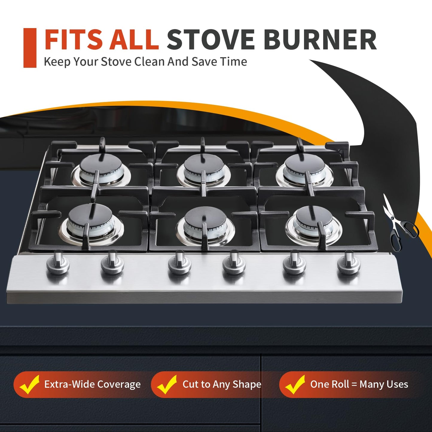Large Roll Up Oven Liners (Black / 75"L x 17"W)