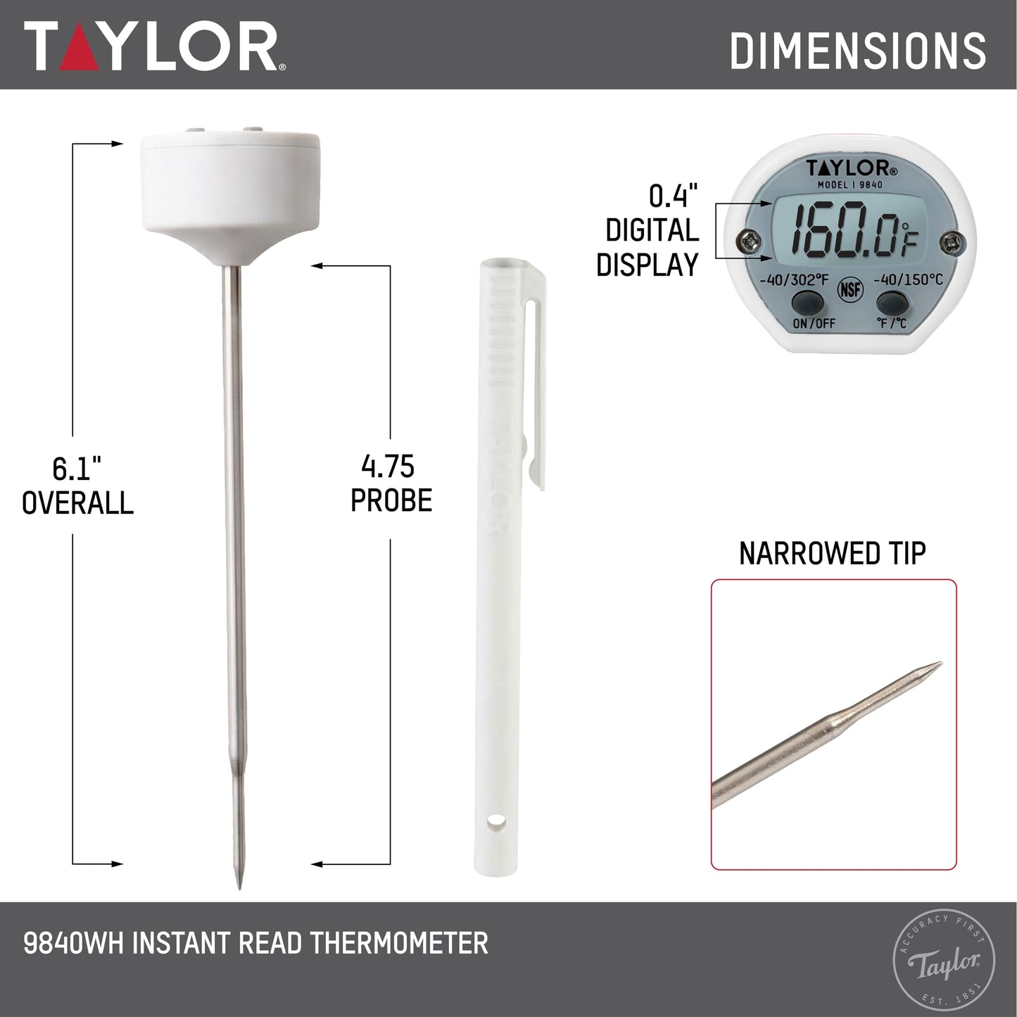 Instant Read Digital Meat Thermometer for Grill (Fast Reading Pocket Thermometer)