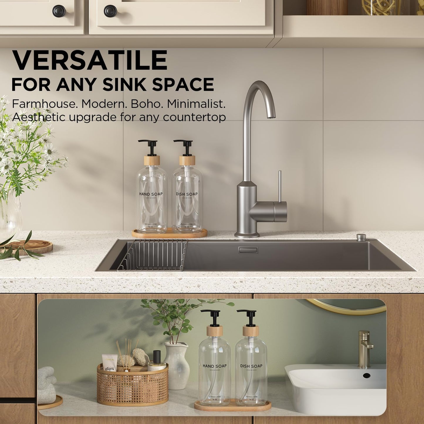 Hand and Dish Soap Dispenser Set (Hand Dish (Transparent))