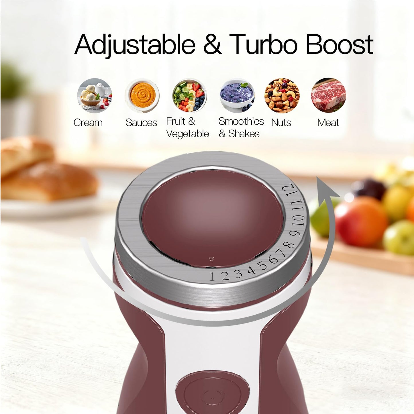 5-in-1 Immersion Hand Blender, 400W, Variable Speed, Red