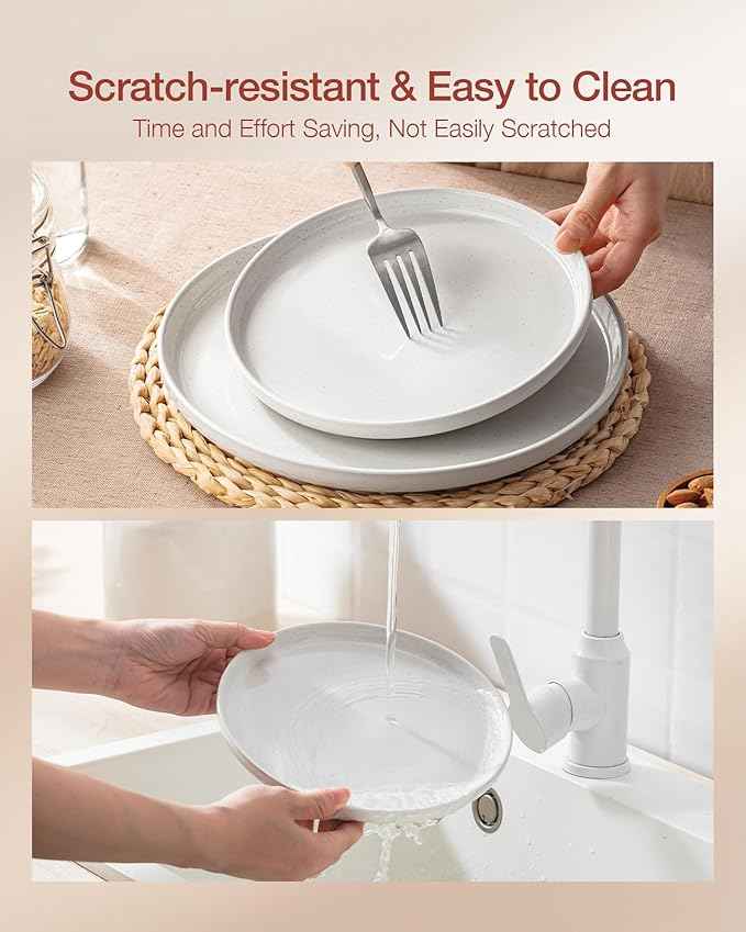 Famiware Milkyway Stoneware Dinnerware Sets with Mugs, Service for 4 (16pcs), Plates and Bowls Sets, Scratch Resistant, Microwave and Dishwasher Safe Dishes Set, Multi-color