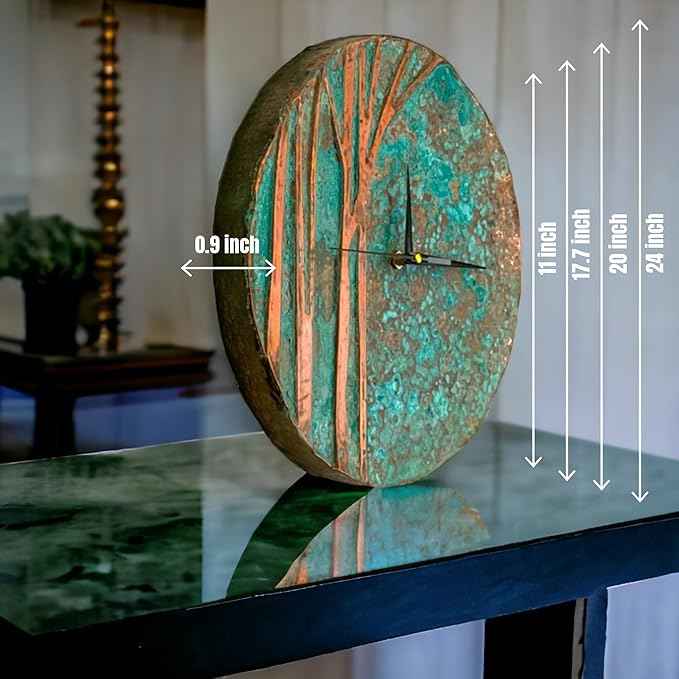 Handmade Copper Wall Clock Artisan Touch in Every Piece - Tree of Time Wall Decor Copper Clock for Living Room, Office, Kitchen & Bedroom (20 Inch)