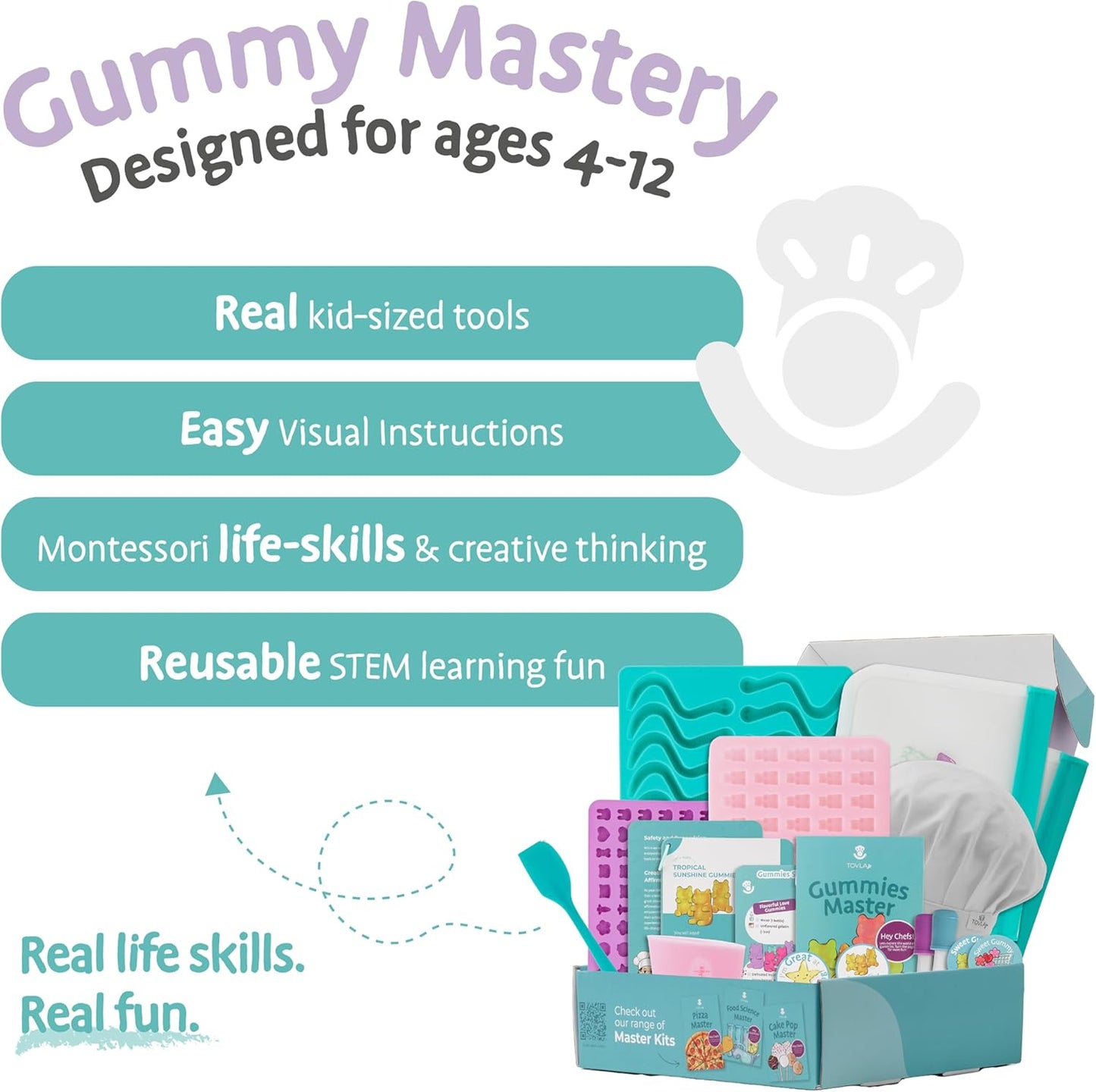Tovla Jr. Ultimate Gummy-Making Kit for Kids – Real Fun DIY Candy Kit, STEM Activity for Ages 4+, Visual Learning Gummy Molds & Tools