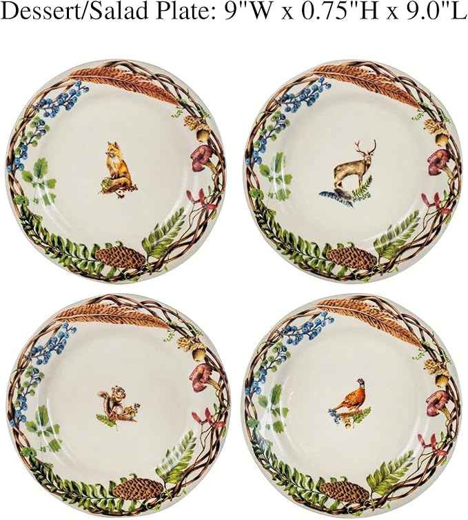 Juliska Forest Walk Dessert/Salad Plate Assorted Set/4