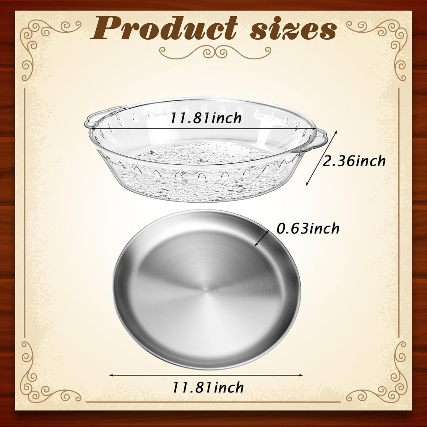 Baderke 9 Set 11.8" Chilled Serving Tray for Parties with Compartments Ice Chilled Party Platter Charcuterie Serving Board Cold Dish Dip for Fruit Seafood Vegetable Shrimp Cocktail (Natural)