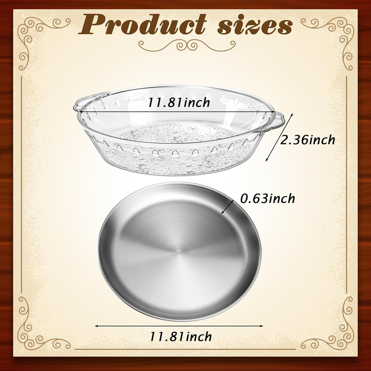Baderke 6 Set 11.8" Chilled Serving Tray for Parties with Compartments Ice Chilled Party Platter Charcuterie Serving Board Cold Dish Dip for Fruit Seafood Vegetable Shrimp Cocktail (Natural)