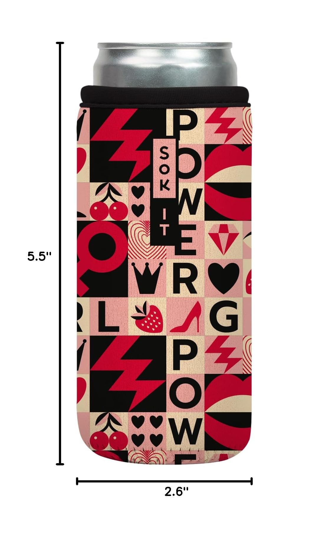 CanSok Sleeve for Beer & Soda Insulated Neoprene Cover (Girl Power / 12oz Slim Can Sleeve)