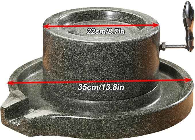 Handmade Stone Grain Mill, 7.9in Grinder with Stainless Steel Handle & Wooden Stand, Perfect for Home ing & Kitchen Use, Artisan Quali Mill