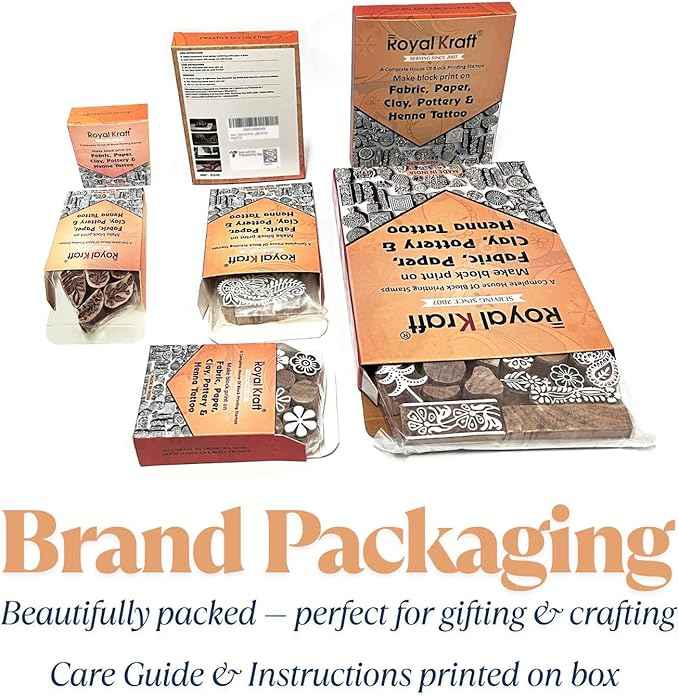 Royal Kraft Assorted Wooden Block Printing Stamps (Set of 10) Bulk01_10C