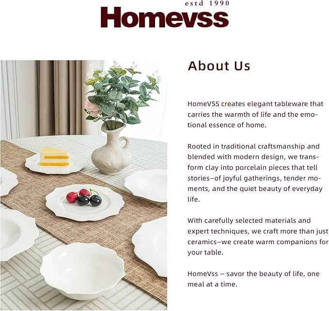 HomeVss, New Bone China Dinnerware Set, Embossed Lotus Design, 40pc Set