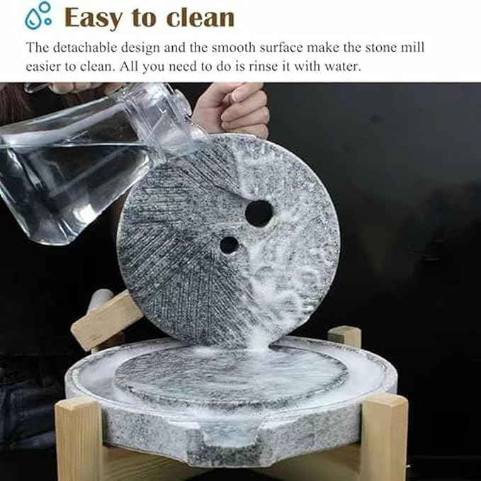 Handmade Granite Stone Grain Mill - Manual Grinder for Dry/Wet Ingredients, Ideal for Beans, Barley, Sesame, and Corn - Perfect Kitchen Tool for Healthy Cooking