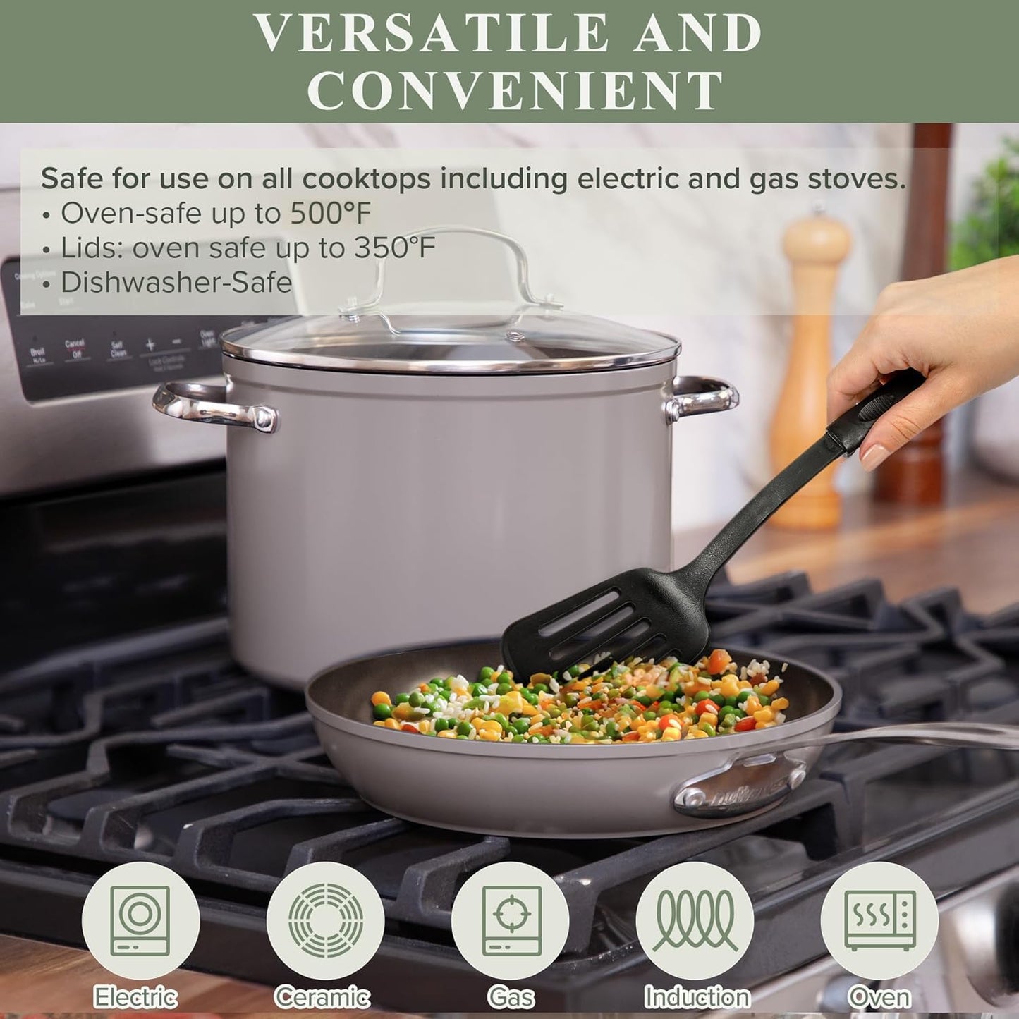 Healthy Duralon Blue Ceramic Nonstick Cookware Set (Clay / 12pc Cookware Set / Cookware Set)