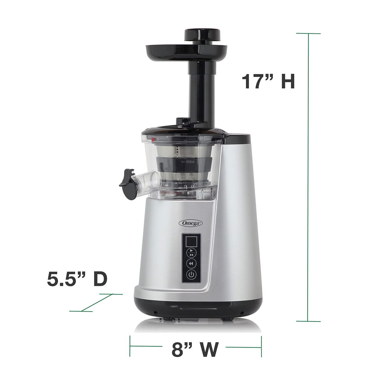 Juicer Cold Press 365 Vertical 65 RPM Slow Masticating Compact Extractor for Fruits and Vegetables with 3 Stage Auger & BPA (Silver Vertical)