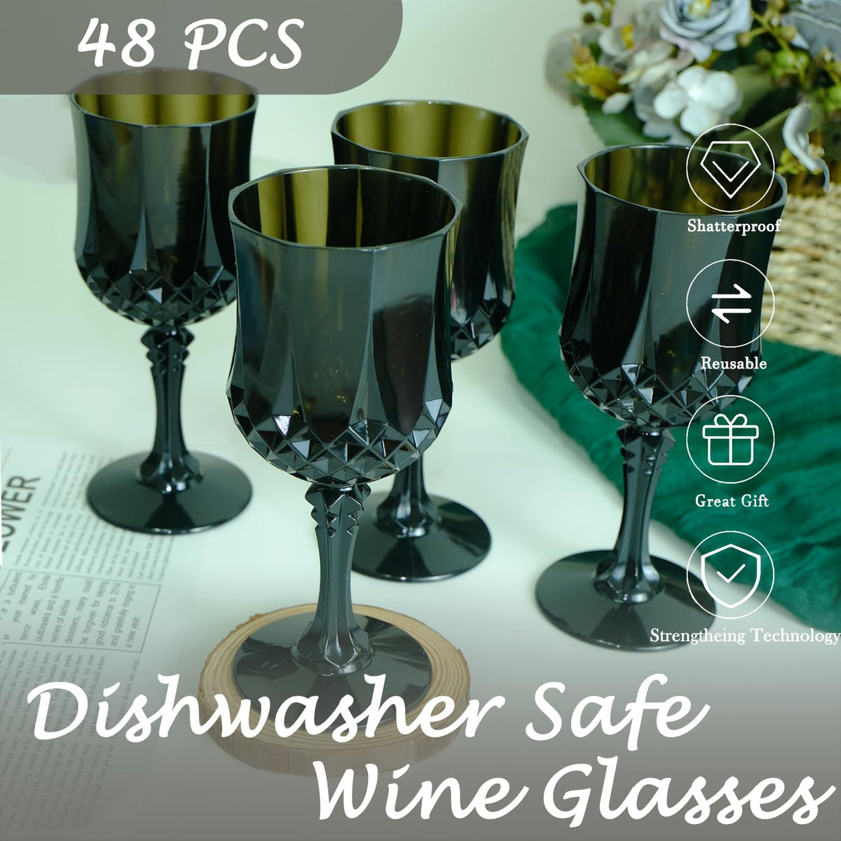 48Pack Plastic Wine Glasses (48 Count)