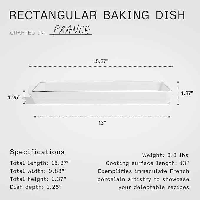 Made In Cookware | Baking Slab | Pure French Porcelain | Crafted in France | Navy Rim