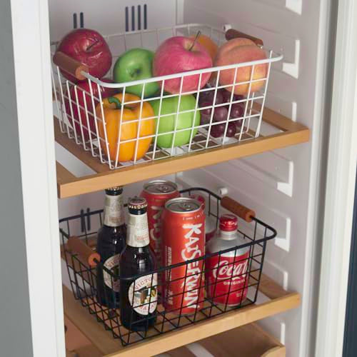 Extra Large】Wire Kitchen Storage Basket 4 Packs (4 Pack Black)