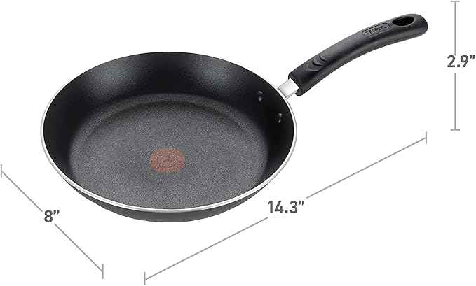 T-Fal Experience Nonstick Fry Pan 8 Inch, Induction Compatible, Oven Safe 400F, Cookware, Non Stick Frying Pan, Skillet, Cooking, Kitchen, Egg Pan, Pots and Pans, Home, Dishwasher Safe, Black