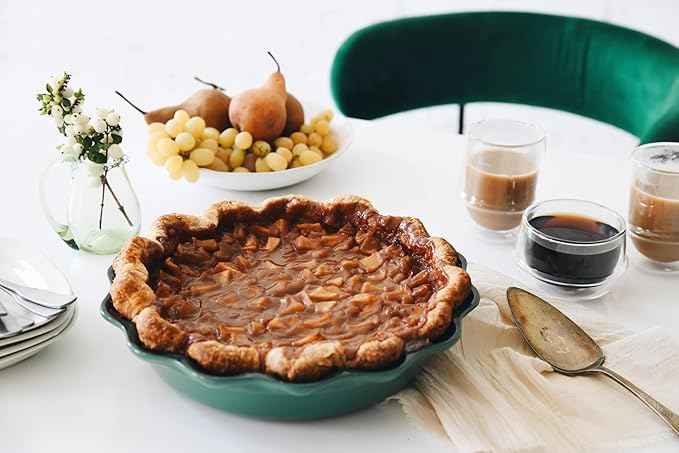 Le Creuset Stoneware Set of 2 9" Heritage Fluted Pie and 9" Fluted Loaf Dish, Oyster