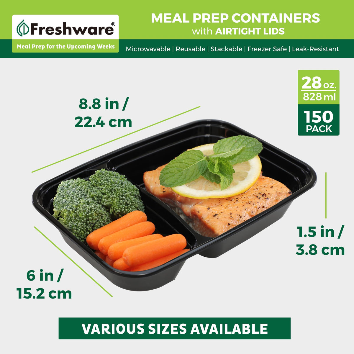 Meal Prep Containers with Lids 28 oz [150 Pack] 2 (28OZ-150PK)
