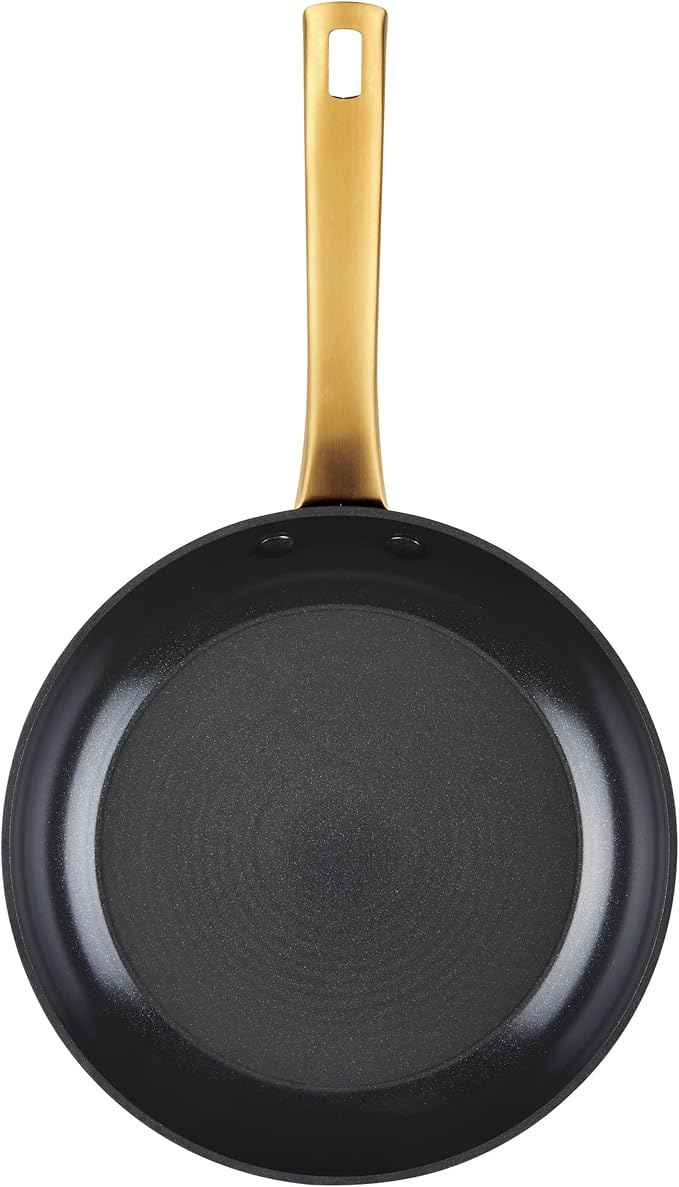 Farberware Forged Induction Ceramic Nonstick Pots and Pans Set with Lids and Kitchen Cooking Tools - Dishwasher Safe, Suitable for All Stovetops, 12 Piece Cookware Set - Black and Gold