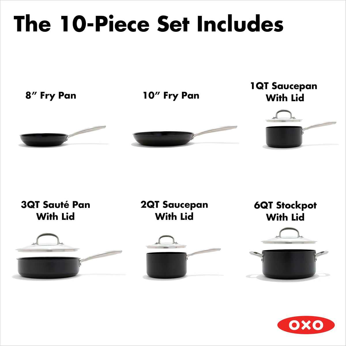 Enhanced 10 Piece Cookware Pots & Pans Set (10 Piece Cookware Set / Black)
