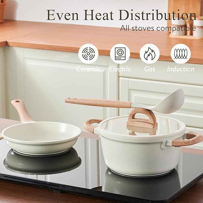 Pots and Pans Set Non Stick Ceramic Cookware Set 22-Piece Nonstick Kitchen Cooking Sets Stockpot Saucepan Frying Pans