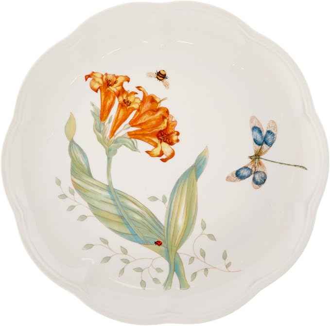 Lenox Dinnerware Set, Butterfly Meadow 18-Piece Set, Service For 6, White Porcelain, Butterfly And Flower Designs, Plates And Bowls Sets, Dishwasher Safe, Home & Kitchen (18 Pieces, Assorted)