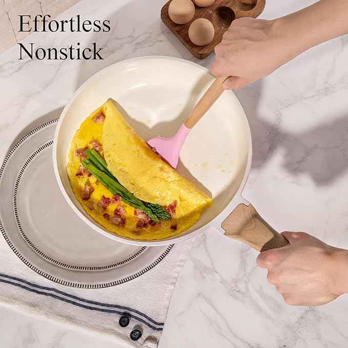 CAROTE 21 PCS Ceramic Cookware Set, Pots and Pans Set Non Stick, Pot and Pan Set with Frying pan, Induction Ready Cooking Set for Kitchen, PFOS/PFOA/PFAS Free, Pink