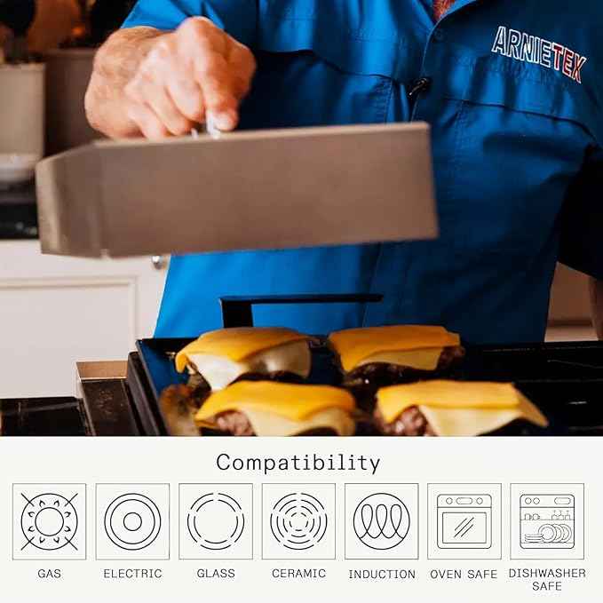 Made In Cookware | Carbon Steel Griddle and Grill Press Set with Half Lid - (Like Cast Iron, but Better) | Professional Cookware | Crafted in Sweden | Induction Compatible