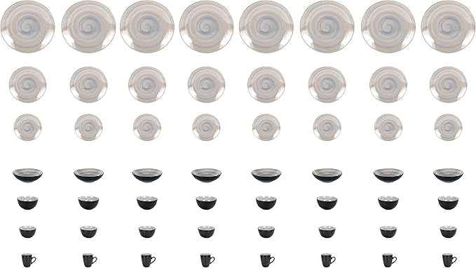 Stoneware Sonoma 56pc Dinnerware Set, Black + Speckled Spin Wash Grey