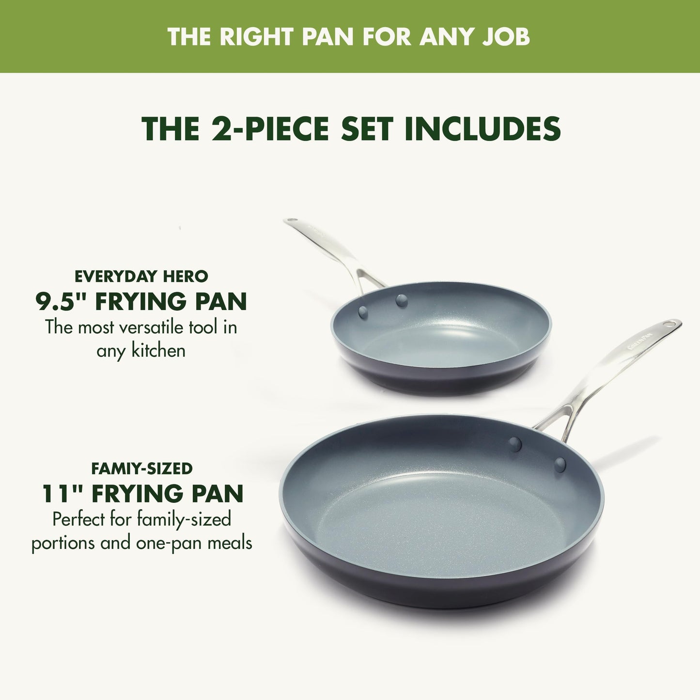 Valencia Pro Ceramic Nonstick 9.5" & 11" Frying Pan Skillet Set (9.5" & 11" Frying Pan Skillet Set / Gray)