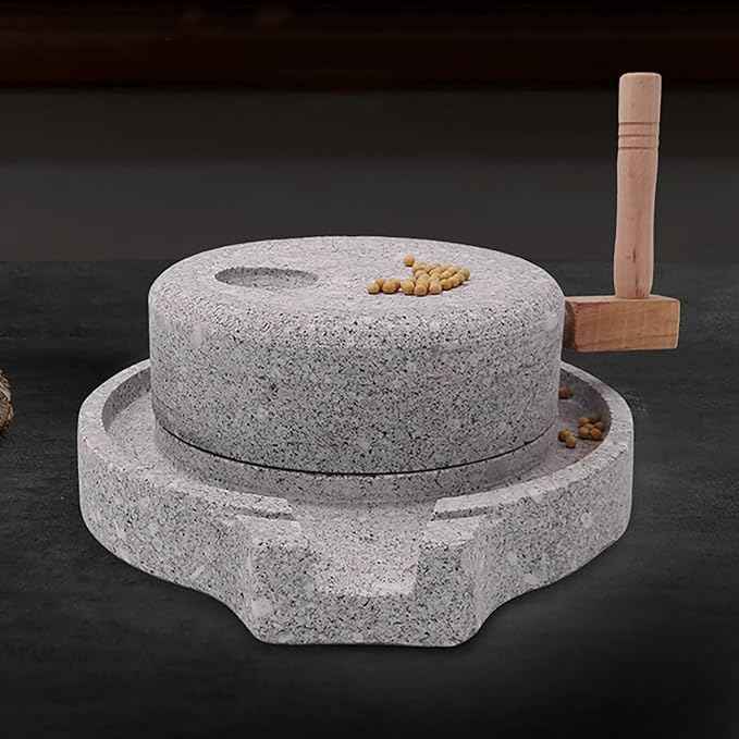 Traditional Stone Grain Mill-Natural Spice Grinder,Dry/Wet Graphite Machine,Perfect Kitchen Tool For Healthy Cooking(30cm/11.8in)