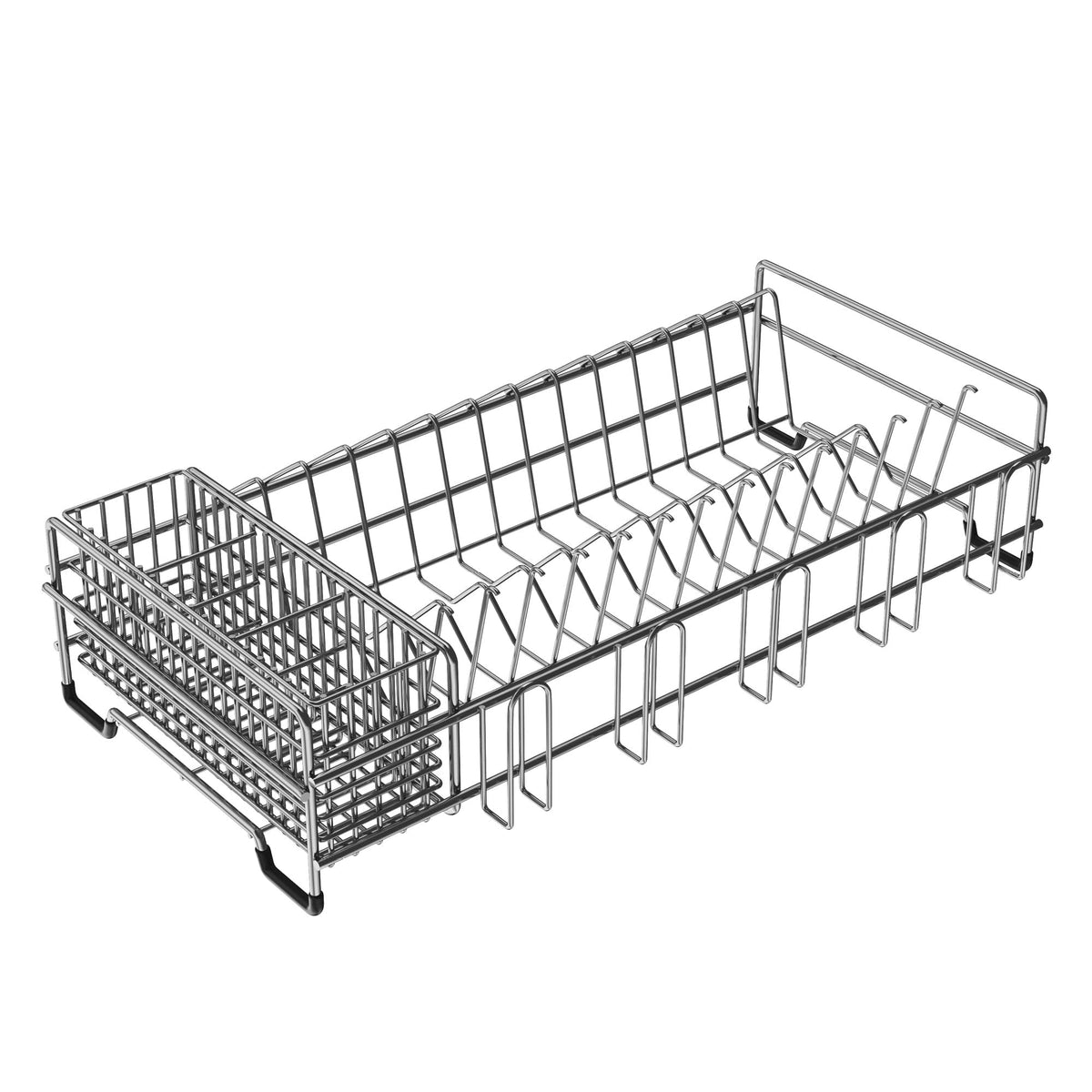 Workstation Kitchen Sink Dish Drying Rack Drainer and Utensil Holder (Dish Rack / Silver - 17 X 9 Inch)