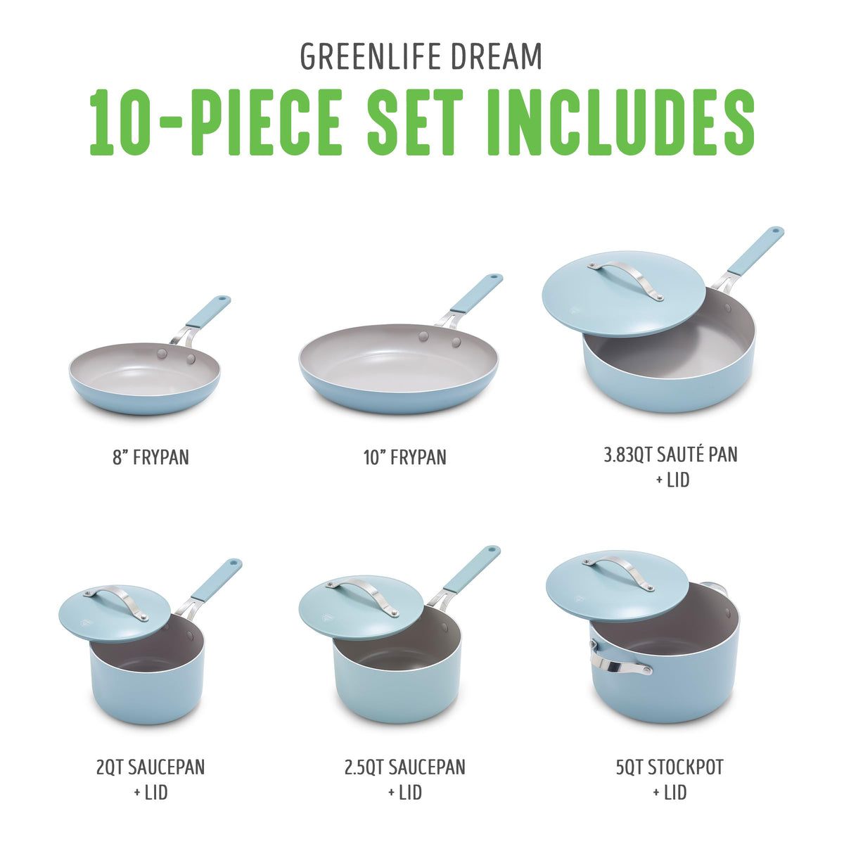 10 Piece Nonstick Ceramic Cookware Set