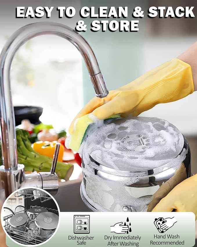 Cook N Home Stainless Steel Pot Set with Glass Lid, 6 Pieces Basics Cookware Set with Stay-Cool Silicone Handles, 1.5/3/5.5 Quarts Small Cooking Stock Pot Saucier Casserole