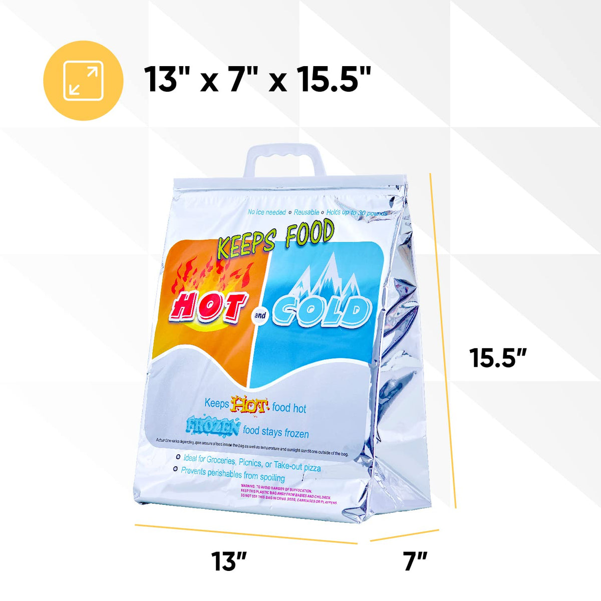 Hot and Cold Insulated Bags for Food Delivery (Medium (Lunch Size))
