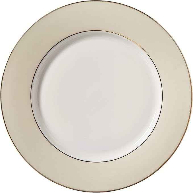 Lorren Home Trends La Luna Bone China 57-Piece Beige Border with 24K Gold Trim Dinnerware Set, Service for 8
