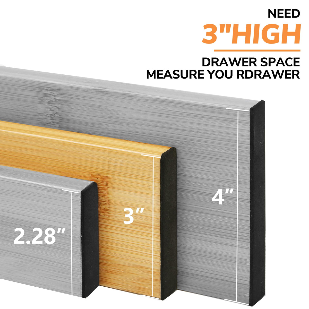 Bamboo Expandable Drawer Dividers (Natural / 3''H, 13.3''-19''L)