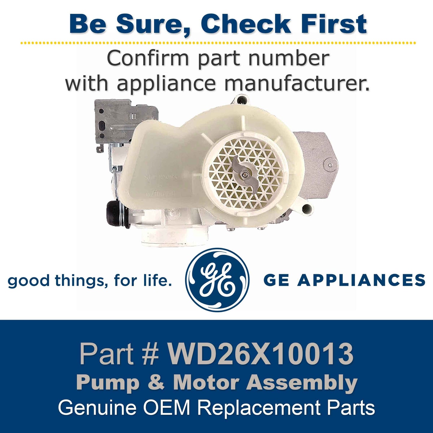 WD26X10013 Genuine OEM Pump and Motor Assembly for GE Dishwashers