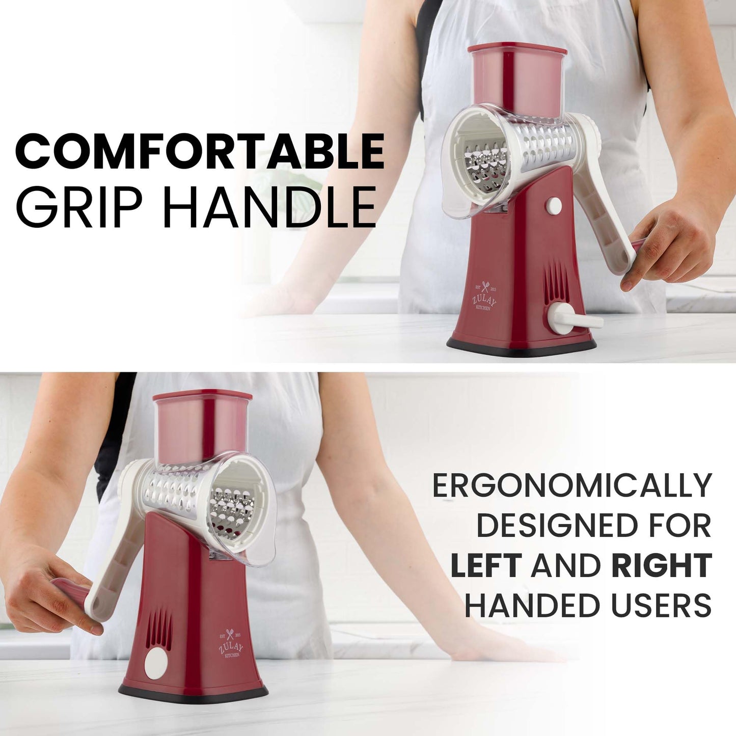 Rotary Cheese Grater Manual Hand Crank 5 Blade Shredder