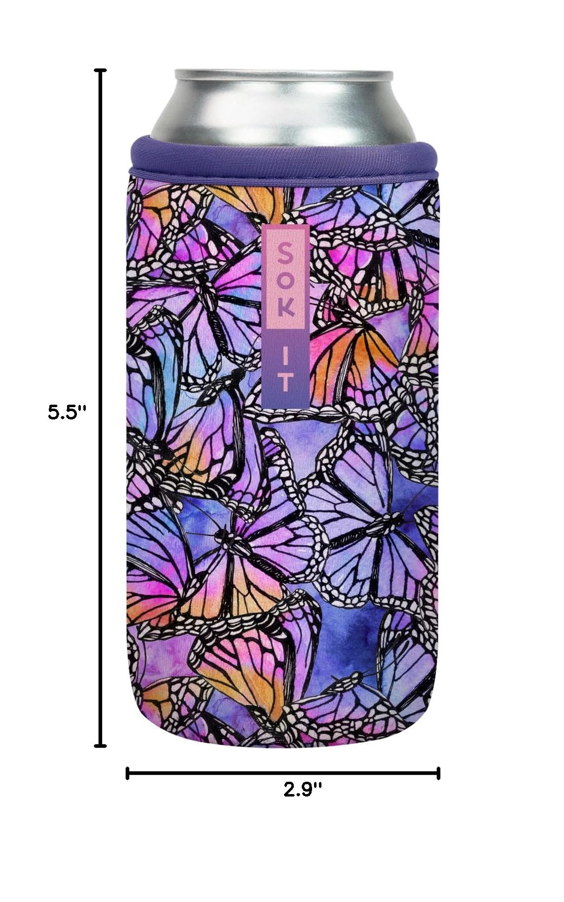 CanSok Sleeve for Beer & Soda Insulated Neoprene Cover (Butterfly Galaxy / 16oz Can Sleeve)