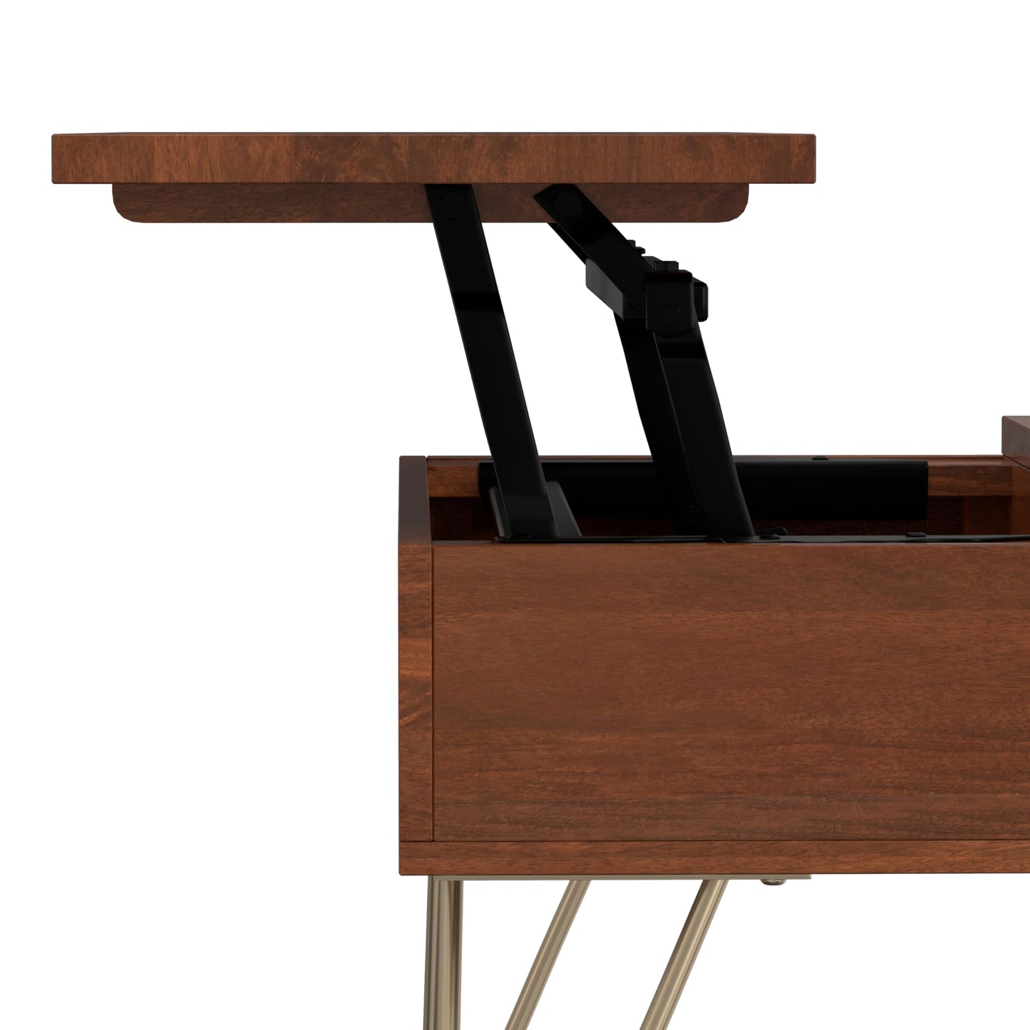 Hunter 36" Wide Solid Mango Wood Coffee Table in Brown (Lift Top Coffee Table / 36 inch / Umber Brown)