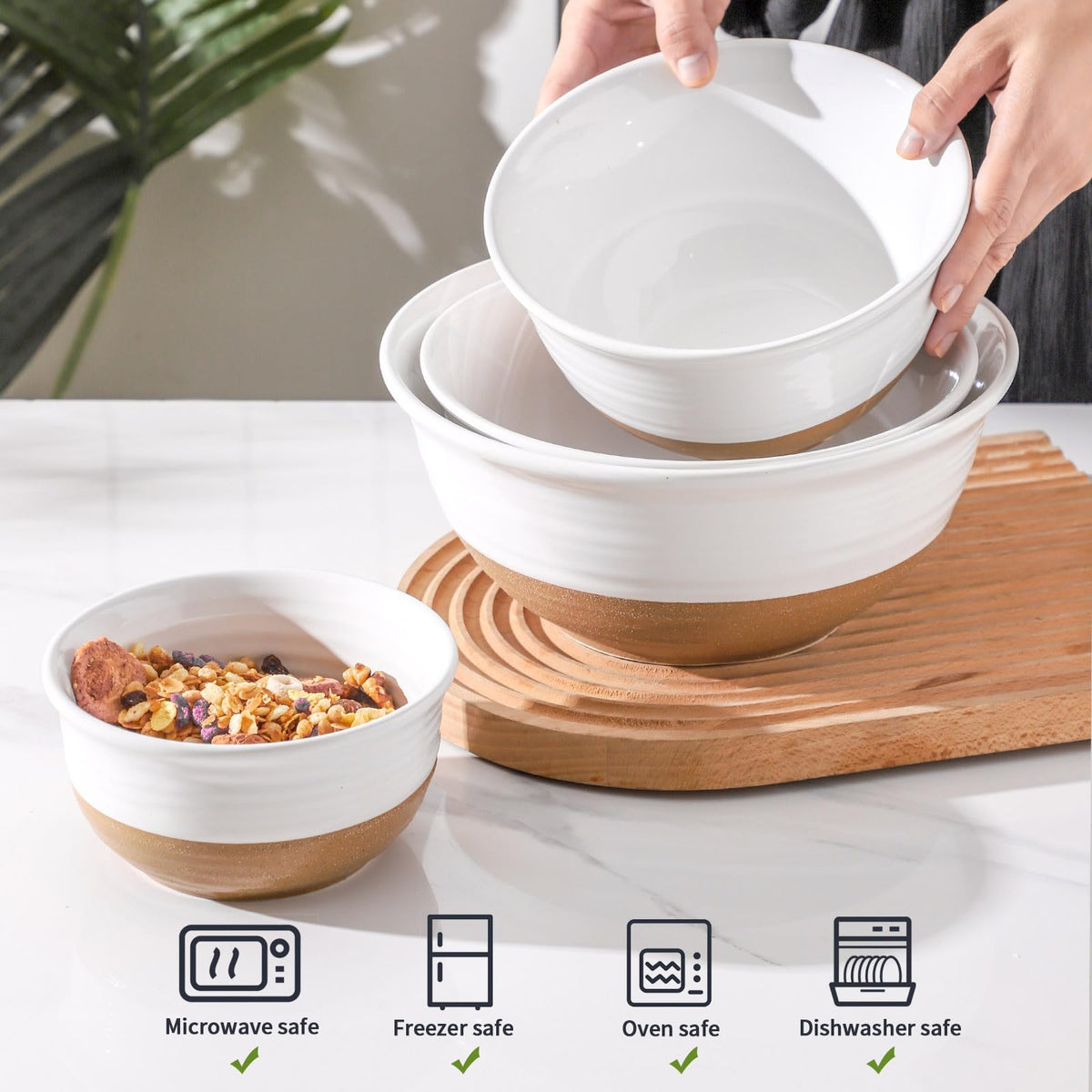 Ceramic Serving Bowls Set of 4 (4 Count)