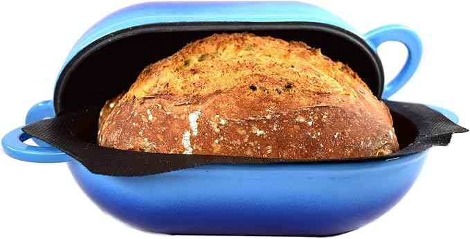 LoafNest: No-Knead Artisan Bread Kit. Incredibly easy! Cast Iron Dutch Oven [2 qt] and Perforated Non-Stick Silicone Liner.