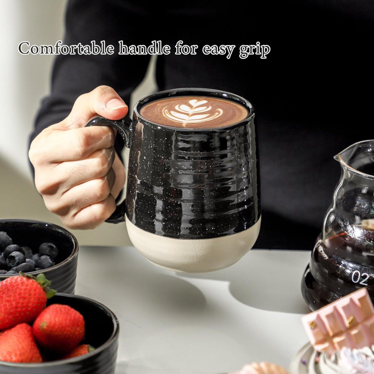Ceramic Coffee Mugs Set (Black / Set of 4)