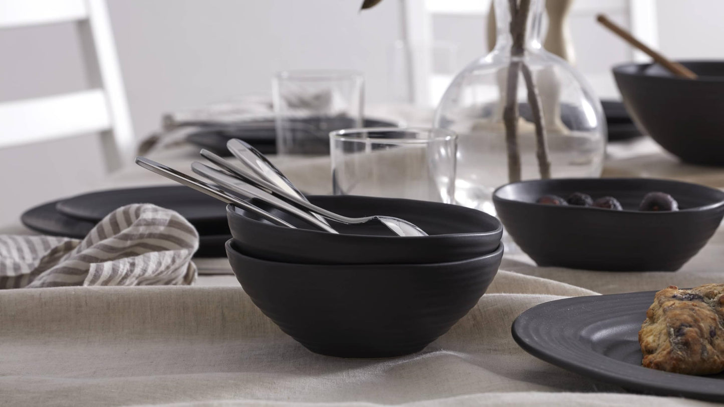 Black Ridge Piece Dinnerware Set (Black / 12-Piece Dinnerware Set)