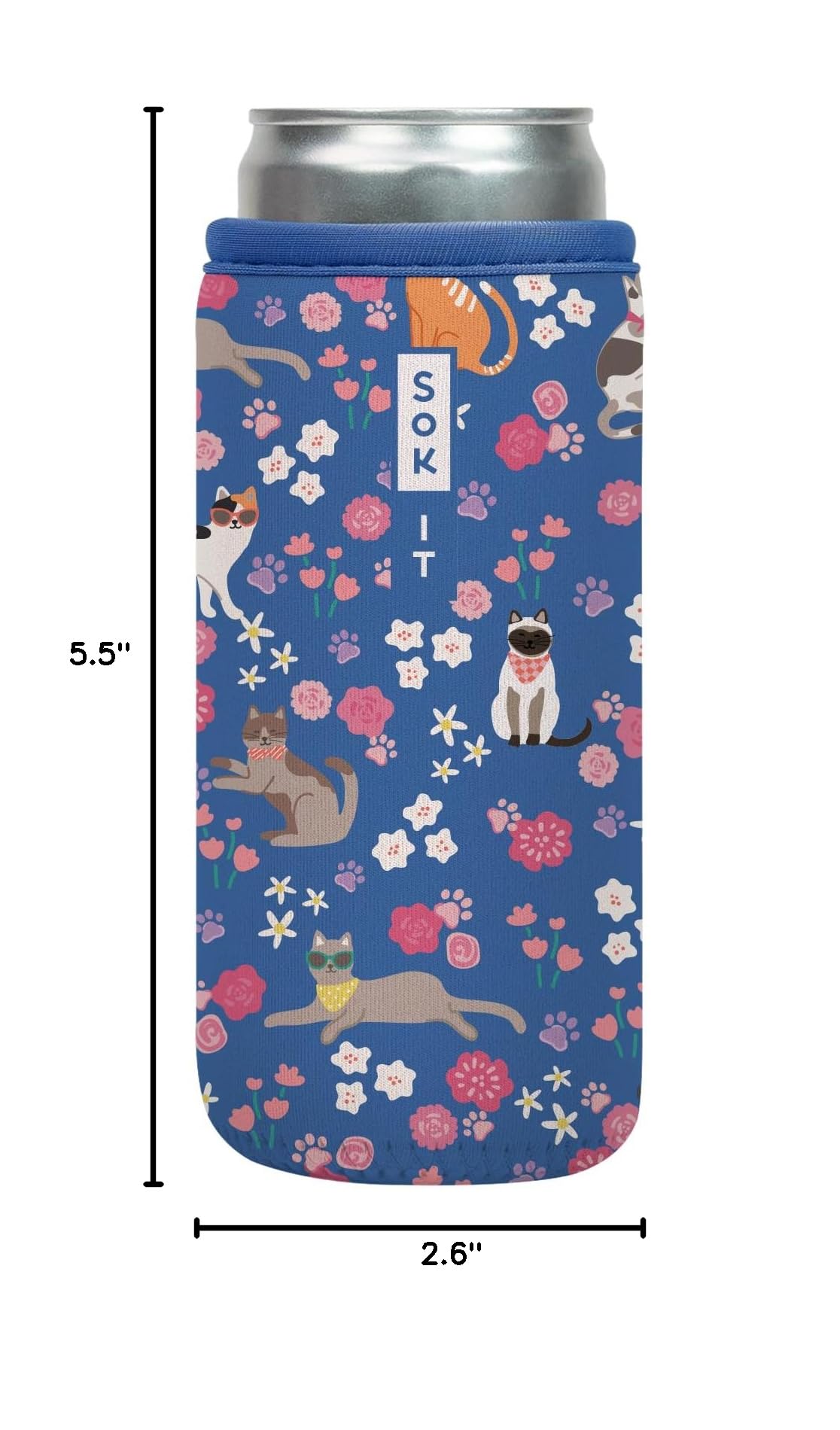 CanSok Sleeve for Beer & Soda Insulated Neoprene Cover (Purr-fection / 12oz Slim Can Sleeve)